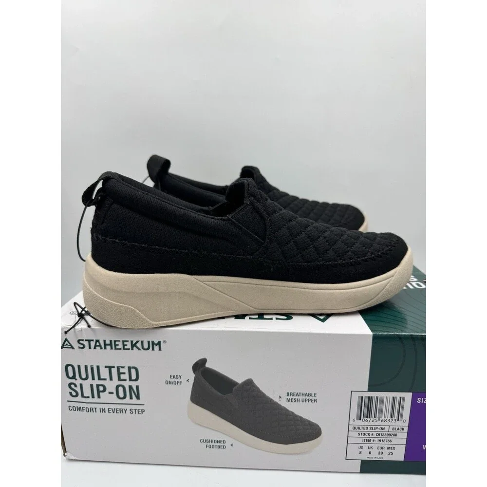 Staheekum Women's Quilted Cushioned Footbed Slip On Shoes - SIZE 8 Black